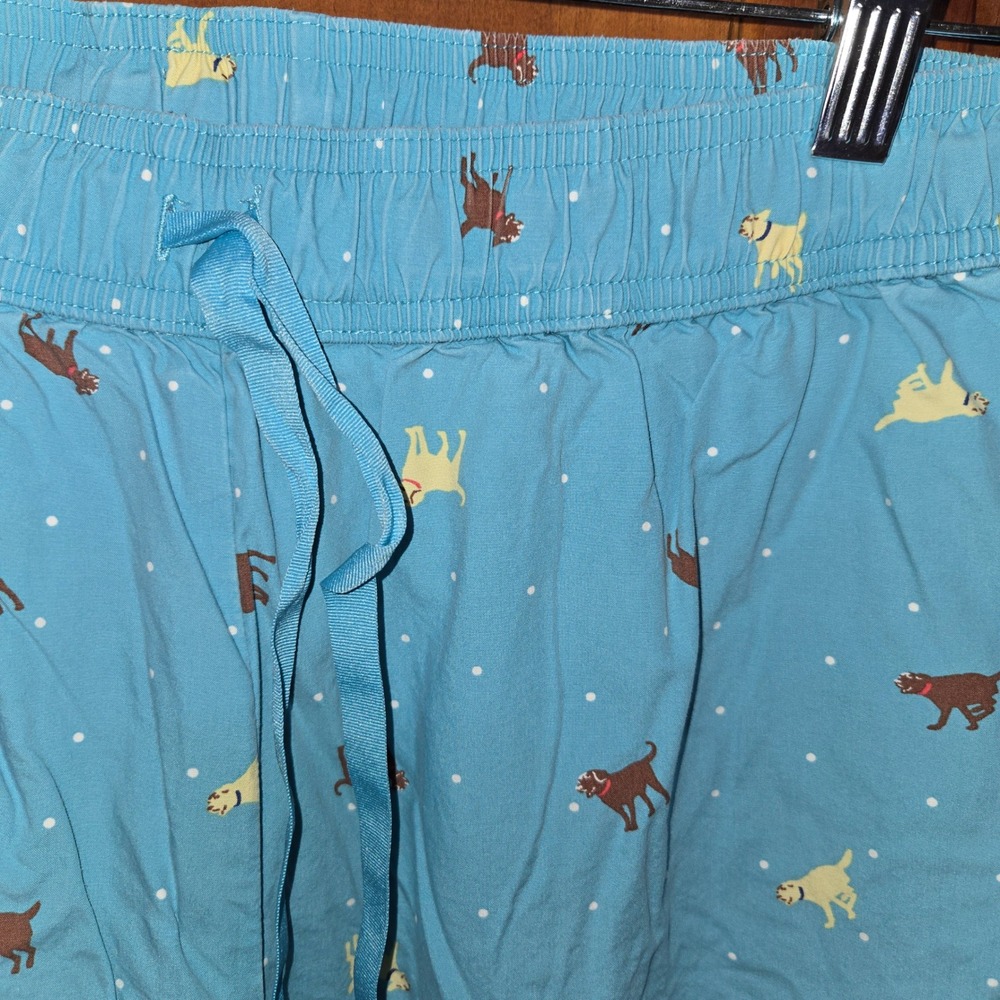 LL Bean Womens Blue Labrador Dog Polka Dot Pajama Pants Cotton Size S Regular
